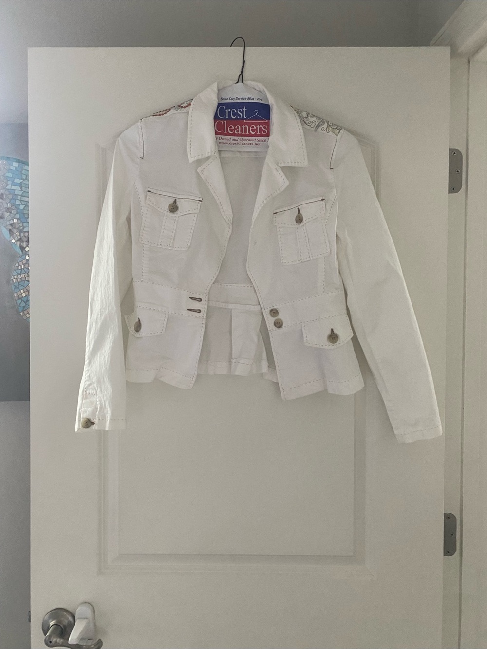 White Women's Tailored Utility Blazer